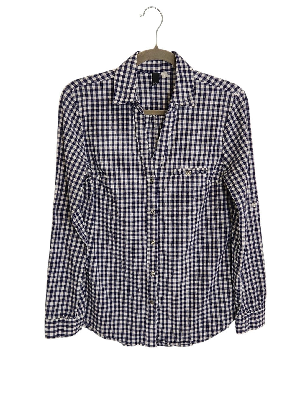 Kut from the Kloth Navy and White Gingham Button Up Shirt Size Small